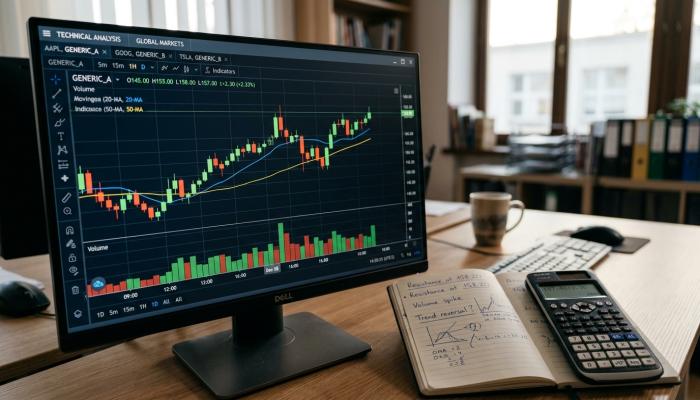 Stock market candlestick chart used for technical analysis