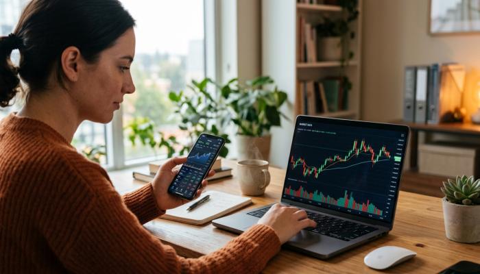 checking stock price mobile laptop