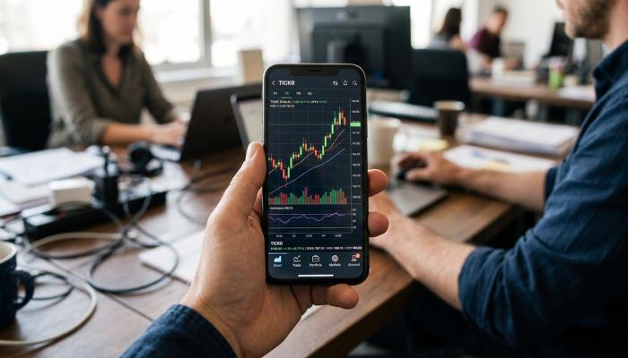 mobile trading chart app view